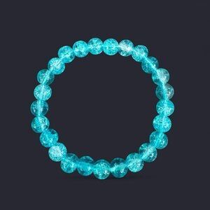 Blue Aqua Crackle Glass Bead Bracelet